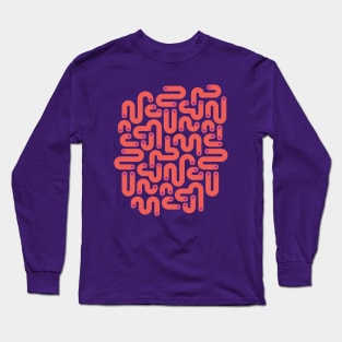 JELLY BEANS Squiggly New Wave Postmodern Abstract 1980s Geometric in Coral Orange with Bright Purple Dots - UnBlink Studio by Jackie Tahara Long Sleeve T-Shirt